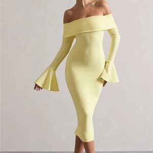 Club L London Off-Shoulder Yellow Dress